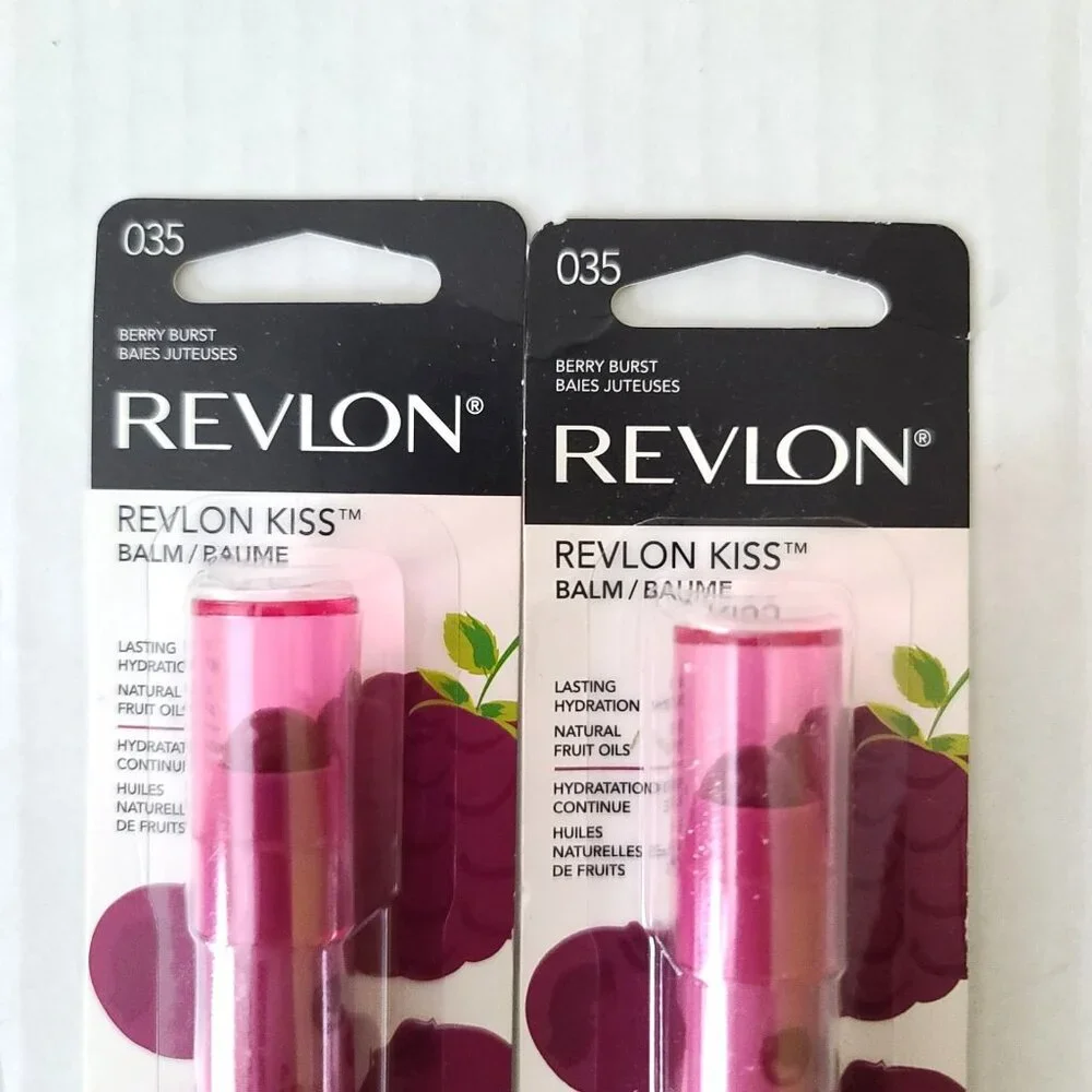 Revlon Kiss Balm 035 Berry Burst Lip Balm Natural Fruit Oils SPF 20 Lot of 2 NEW